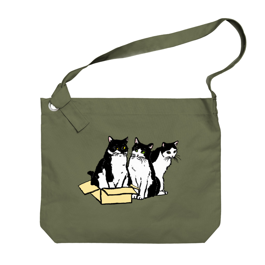 猫竹（nekotake)の箱に入りたい白黒猫たち Big Shoulder Bag