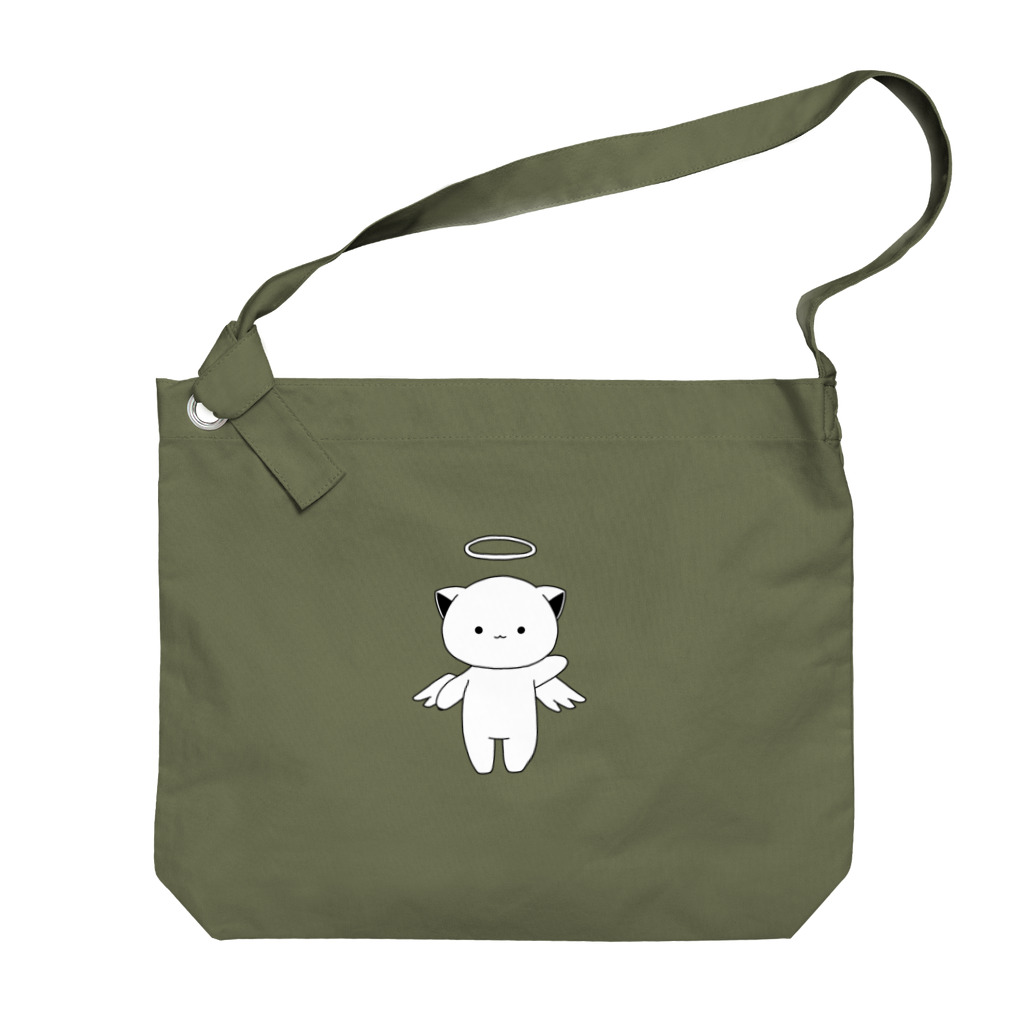 MochiMochi SHOPの白猫天使こむぎちゃん（全身） Big Shoulder Bag