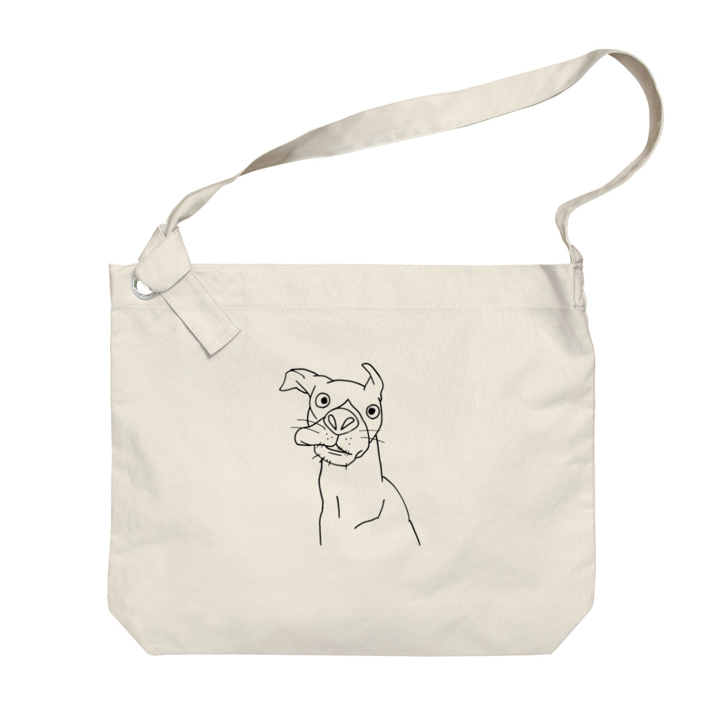 イノカ・ワイガワの重力に負けるモモ　飼い主の絵 Big Shoulder Bag