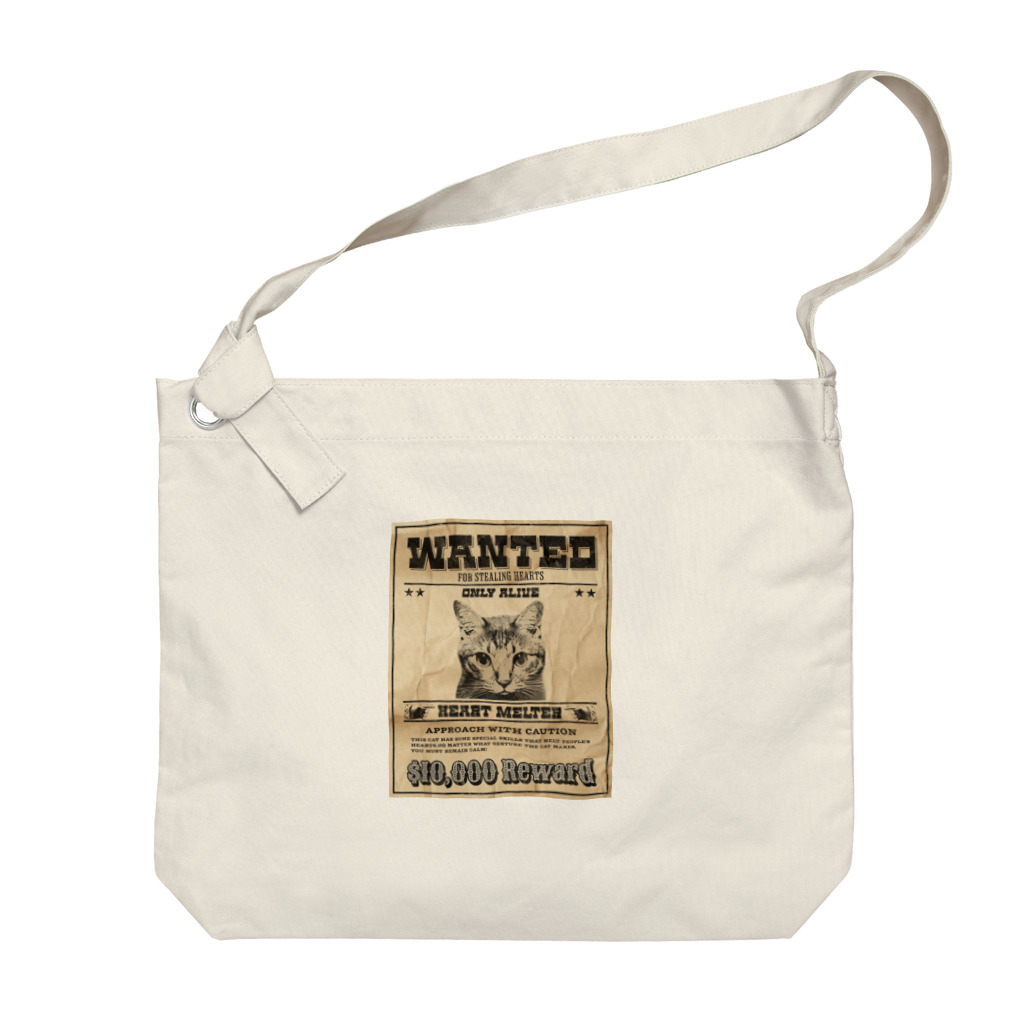 野良猫は星空の夢を見るのWANTED ハート泥棒（舌をだす猫） Big Shoulder Bag