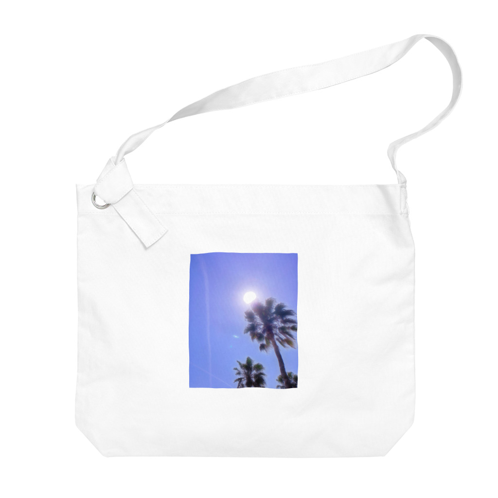 ラベンダーショップの椰子の木と太陽 ビッグショルダーバッグ