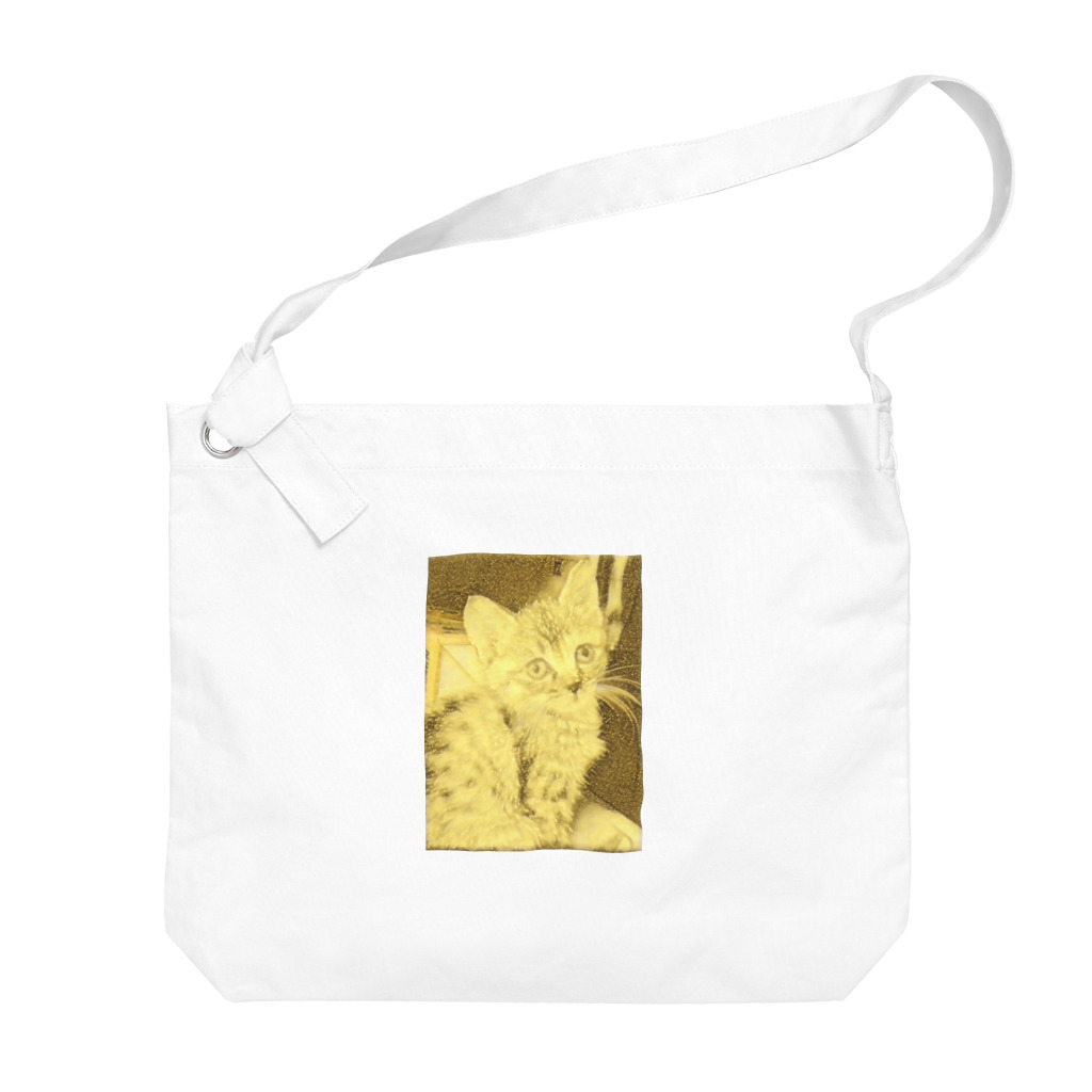 金色猫のキラキラネコ Big Shoulder Bag