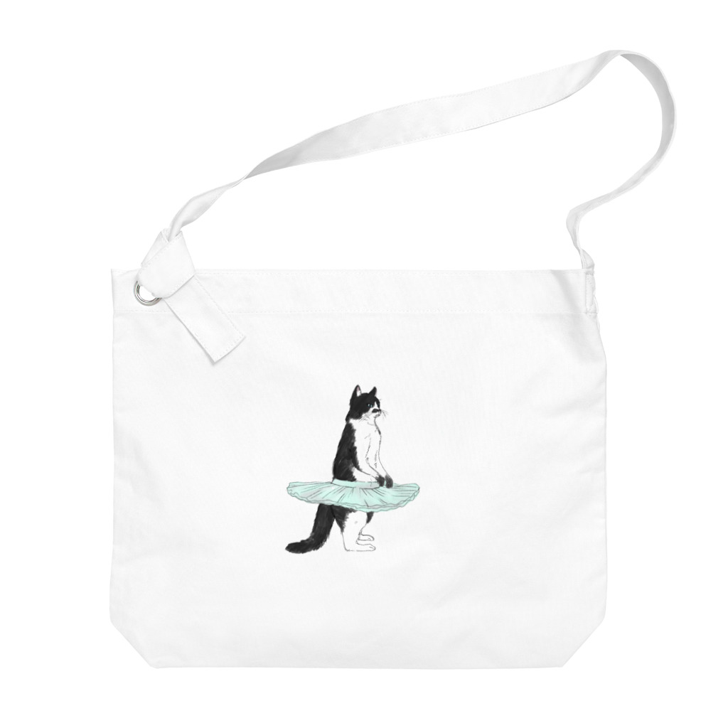 ONI Designのバレリーナ黒ぶち猫 Big Shoulder Bag