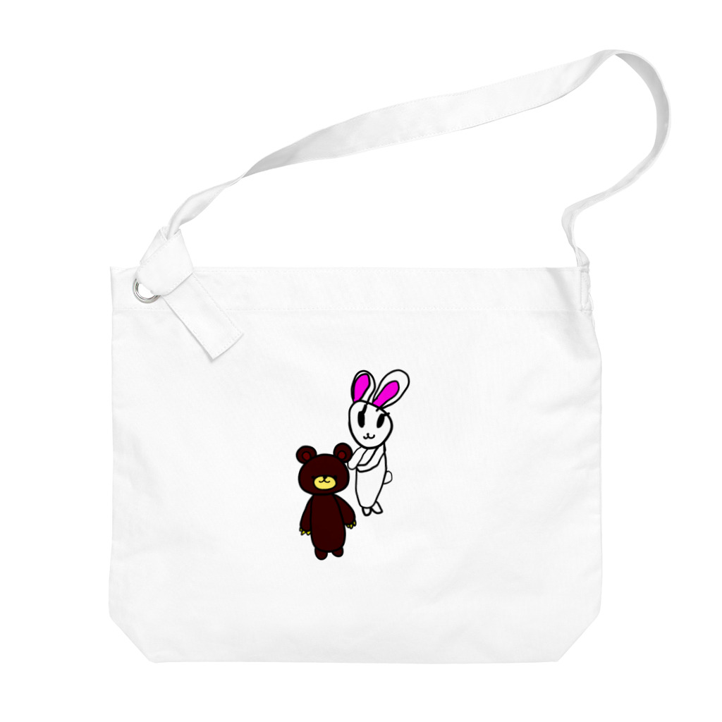 YAG STOREの娘の絵シリーズ～rabbit＆bear～ Big Shoulder Bag