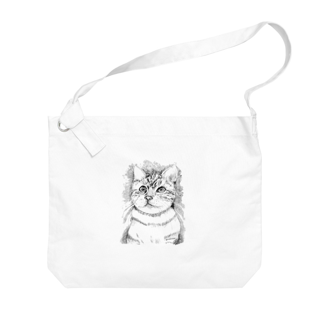 greetenのアート猫　モノクロ　 Big Shoulder Bag