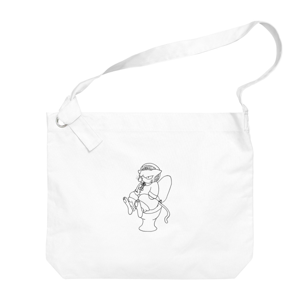 36sanのpooping cat Big Shoulder Bag