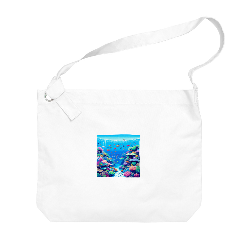 ひろ|沖縄大好きな人のドット絵沖縄の海 Big Shoulder Bag