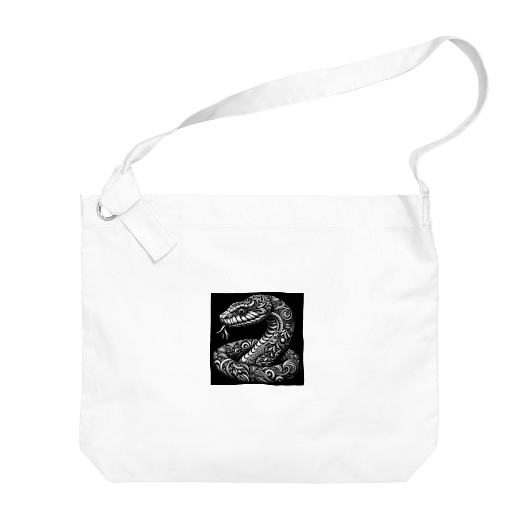 Bonmaru☆ぼんまるのモノクロ蛇のタペストリー Big Shoulder Bag