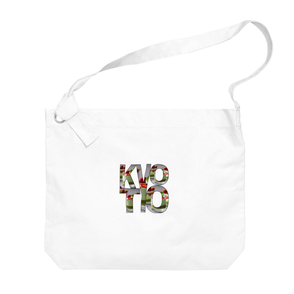 sarasaraのKYOTO ロゴ 抹茶スイーツ柄切り抜き Big Shoulder Bag