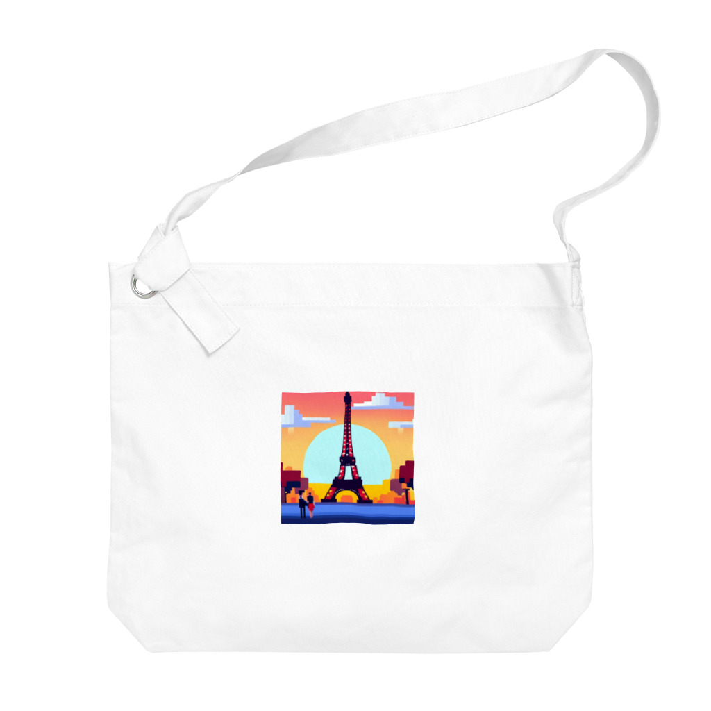 shibasannのフランスの風景のピクセルアート Big Shoulder Bag