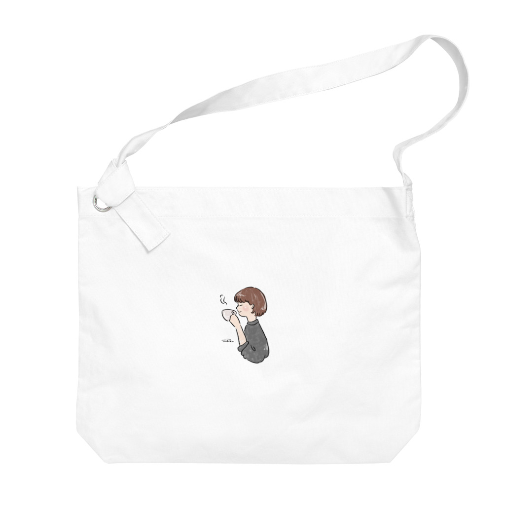 Sakikoのほっとひと息つく女の子　グレー Big Shoulder Bag