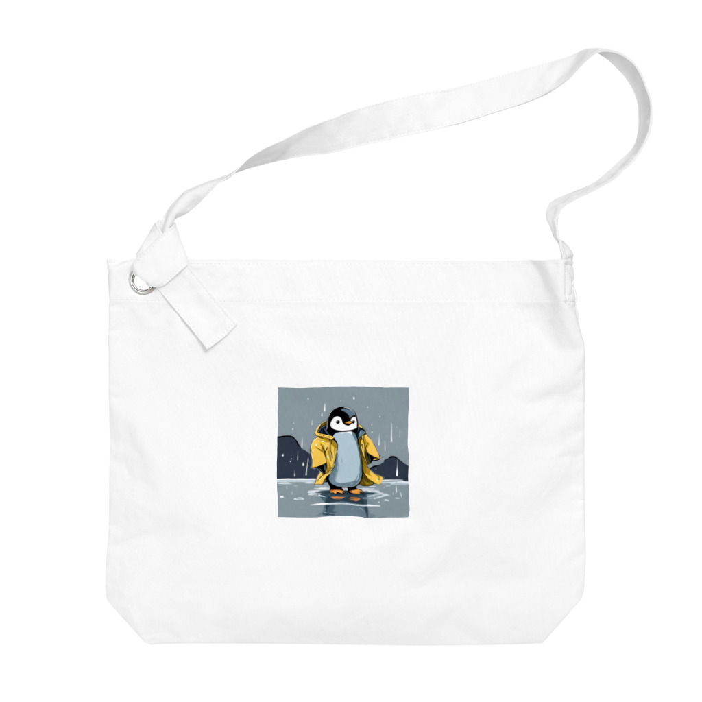 tak12_12のレインコートをつけたペンギン Big Shoulder Bag