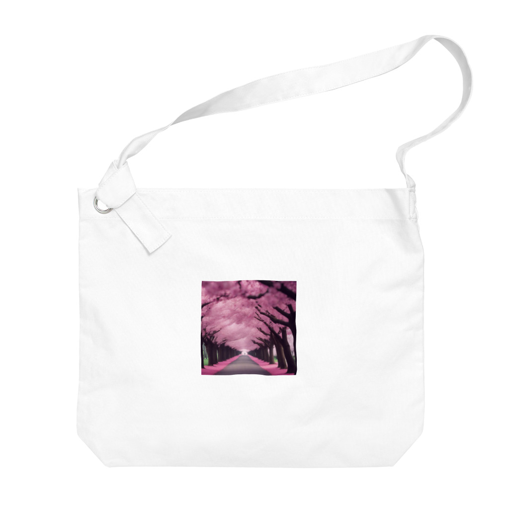りばーあにまるの満開の桜道 Big Shoulder Bag
