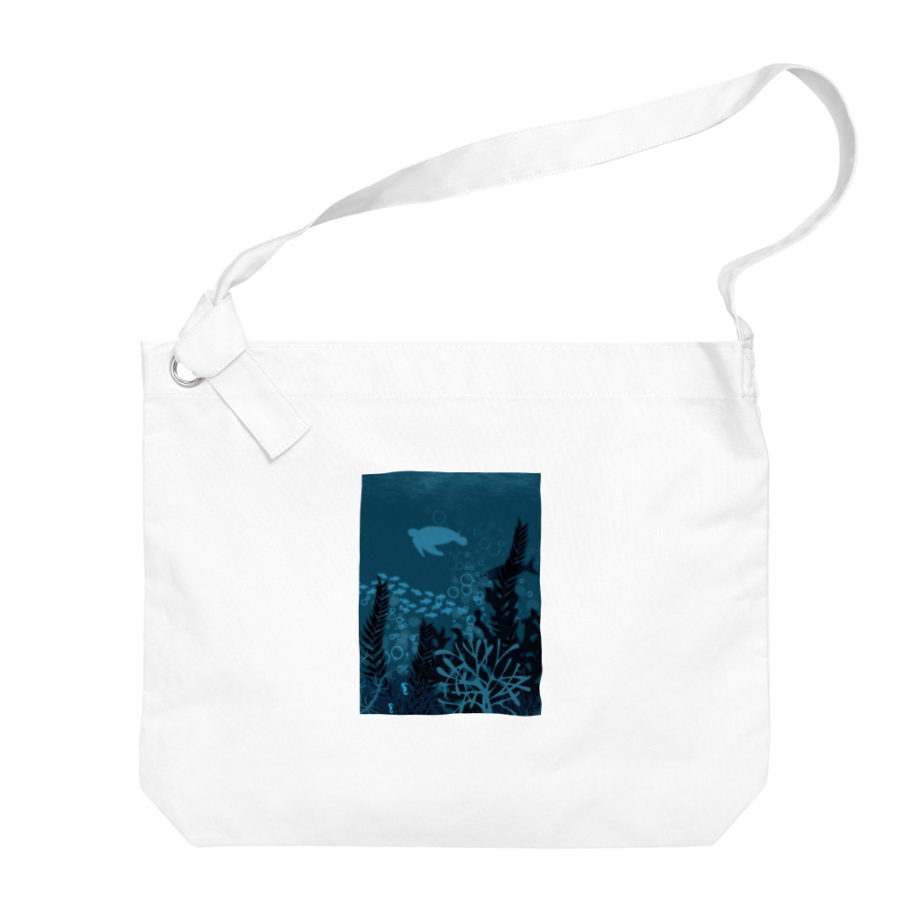 ヤケリ七草の海底の世界 水色 Big Shoulder Bag