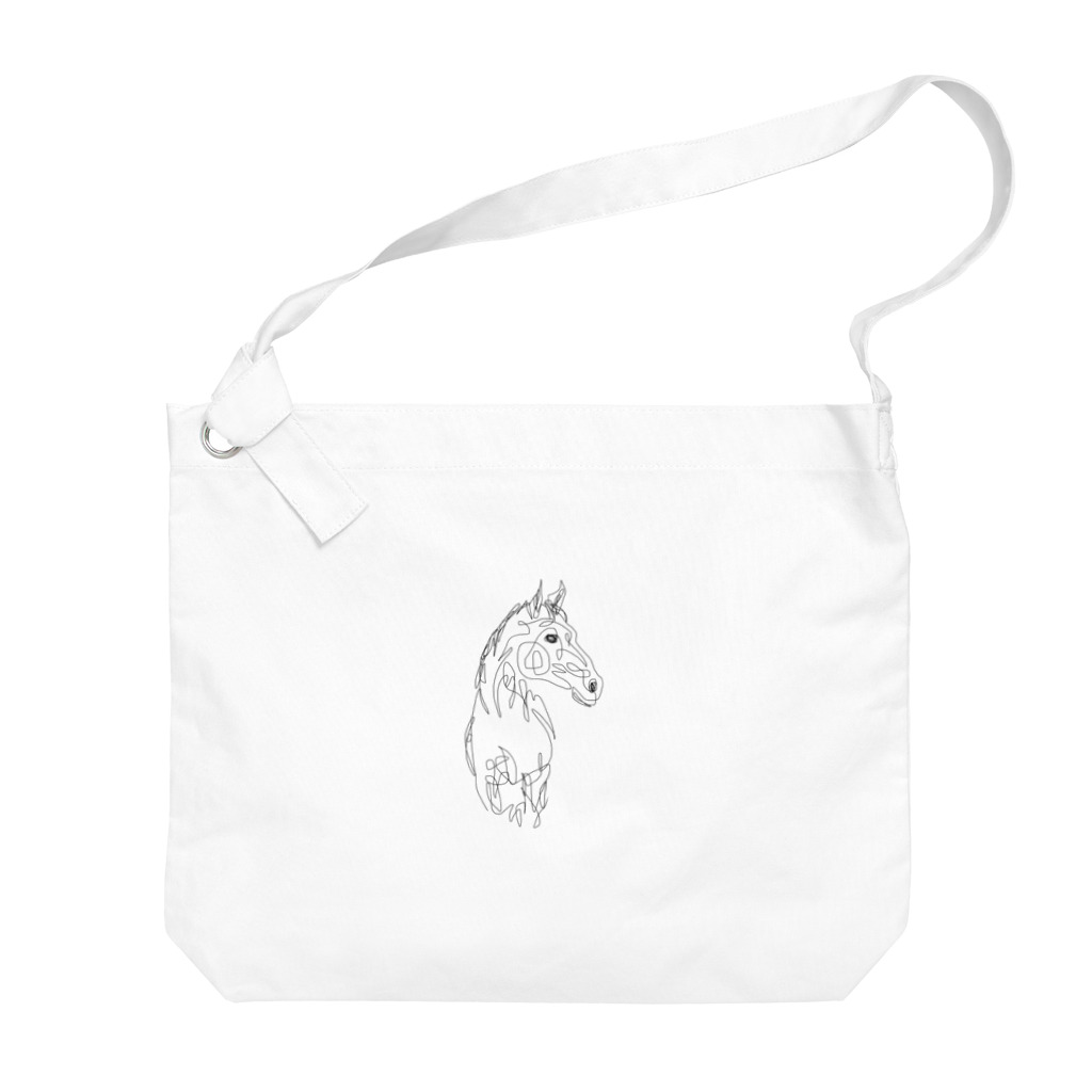 Mel Make StudioのOne line drawing horse  Big Shoulder Bag
