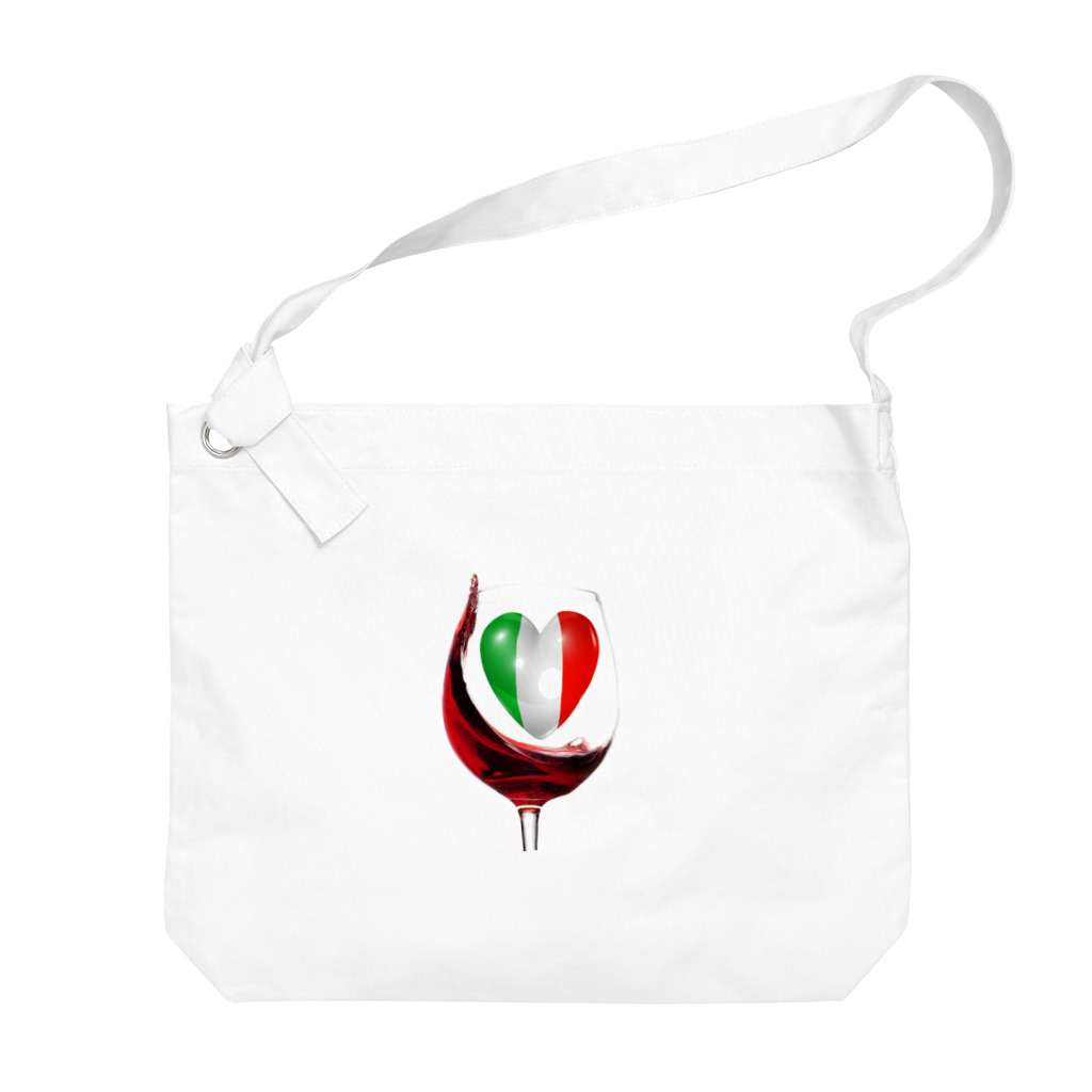 WINE 4 ALLの国旗とグラス：イタリア（雑貨・小物） Big Shoulder Bag