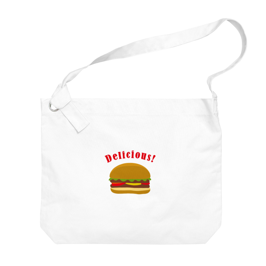 坂井暁子のハンバーガー002_backprint Big Shoulder Bag