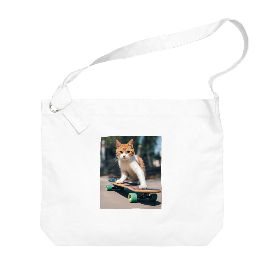 ゴーアップのa cat on the skateboard（スケボネコ） Big Shoulder Bag