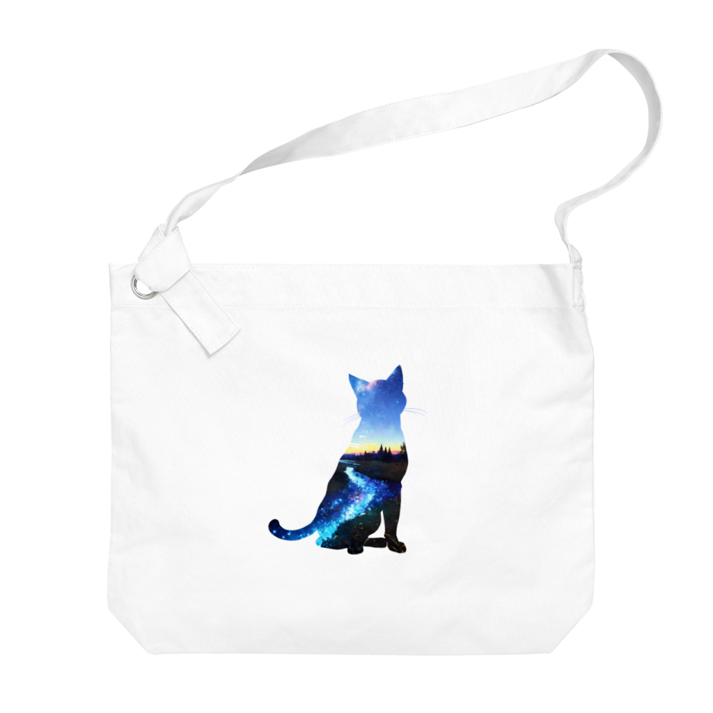 猫との風景の星空と猫_003 Big Shoulder Bag