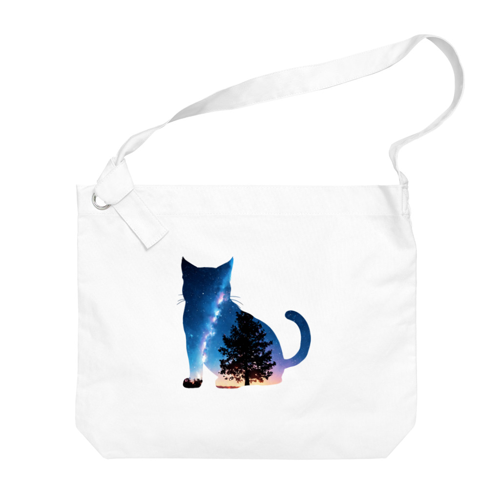猫との風景の星空と猫_006 Big Shoulder Bag
