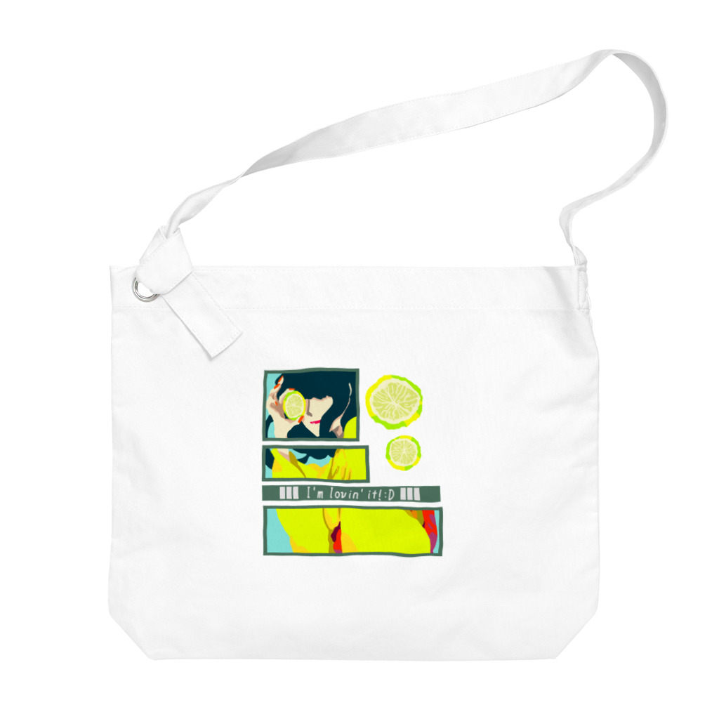 GOODS SHOP【そぞろな小窓】 SUZURI店の【I'm lovin' it! :D -lemon-】 Big Shoulder Bag