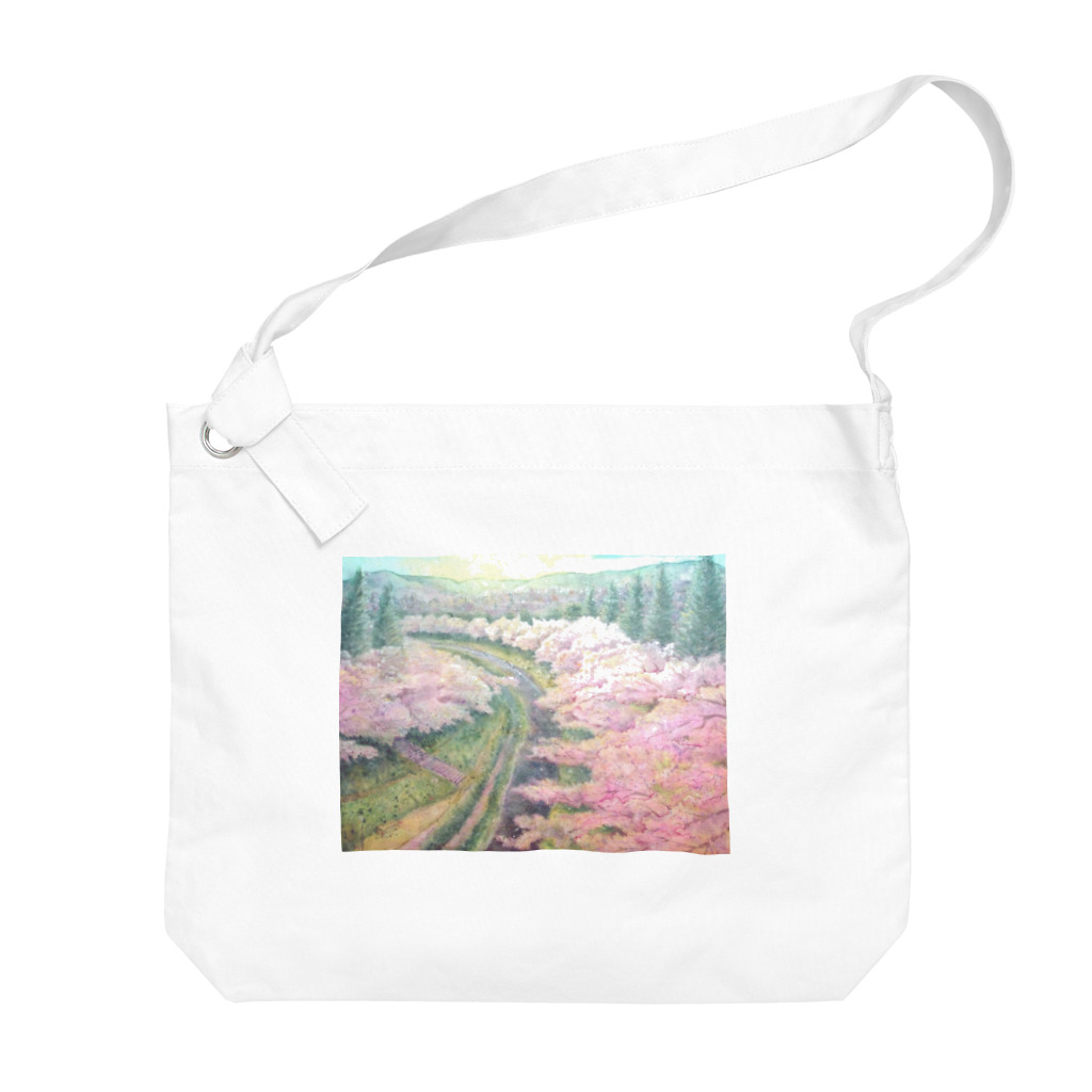 志瓜のSUZURIの桜の海 Big Shoulder Bag