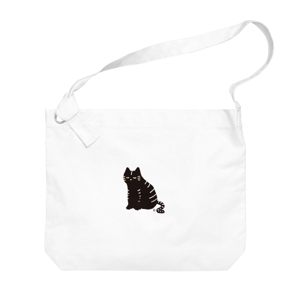 本田しずまるの絵のグッズのトラネコ・黒・小 Big Shoulder Bag