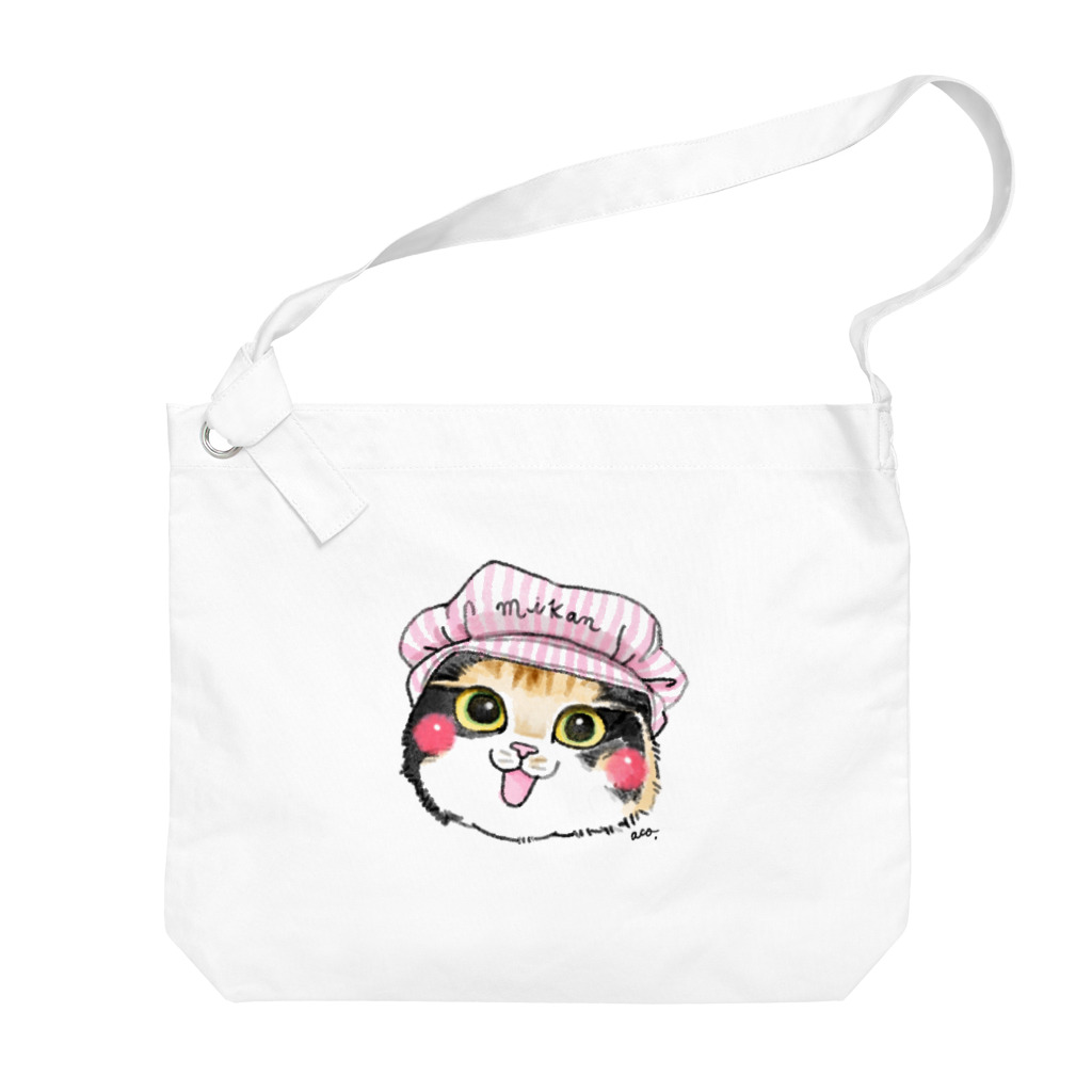 shop あこ猫犬屋のピンク帽のみかんちゃん Big Shoulder Bag