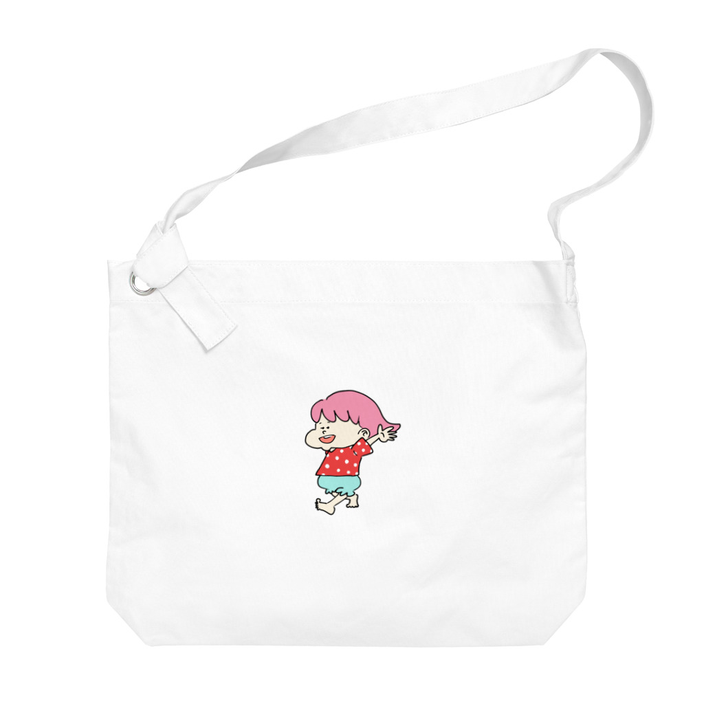 かまねりショップの走る子ちゃん Big Shoulder Bag