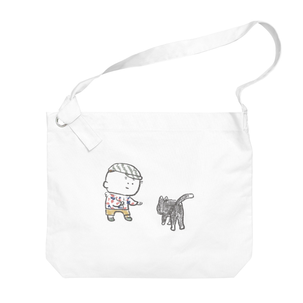 ふっくらボリサットの猫にちょっかいだす夫・サミ太郎 Big Shoulder Bag