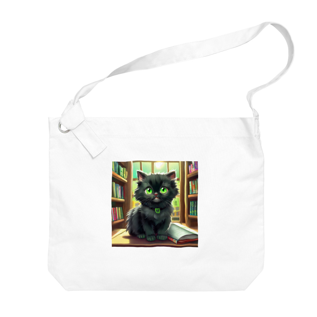 yoiyononakaの図書室の黒猫01 Big Shoulder Bag