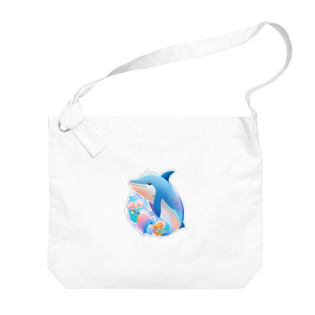 dolphineの可愛いイルカ Big Shoulder Bag