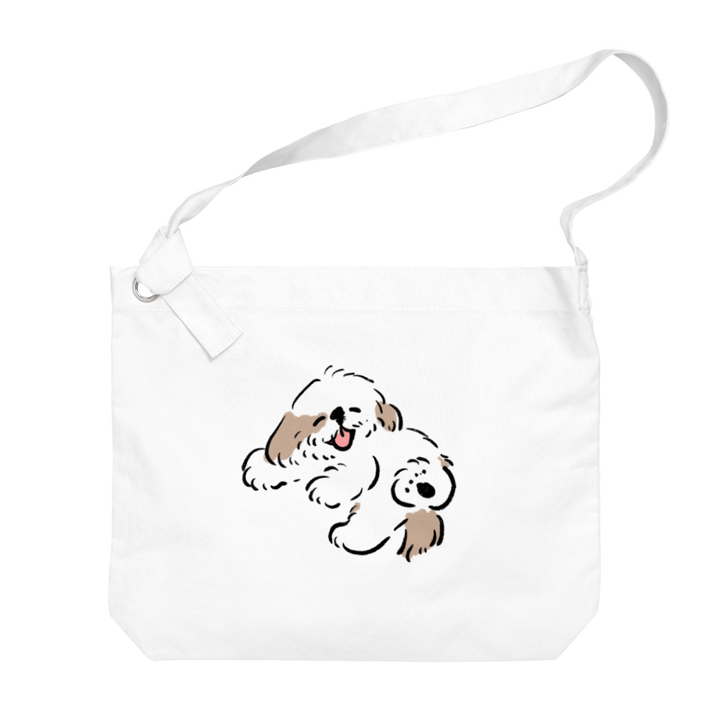 ぺろぺろぺろぺろ【せいこせんせい】のシーズー ニコニコ 　ブラウン【せいこせんせい】犬 Big Shoulder Bag