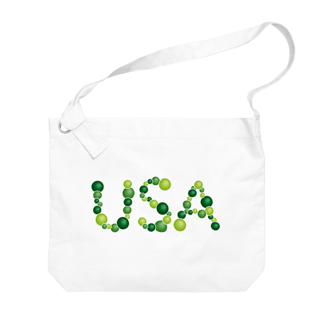 junichi-goodsのバルーン文字「USA」（緑色系） Big Shoulder Bag