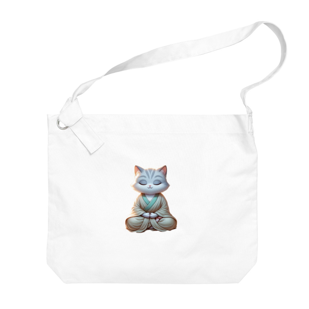BOSATUの瞑想している猫菩薩 Big Shoulder Bag