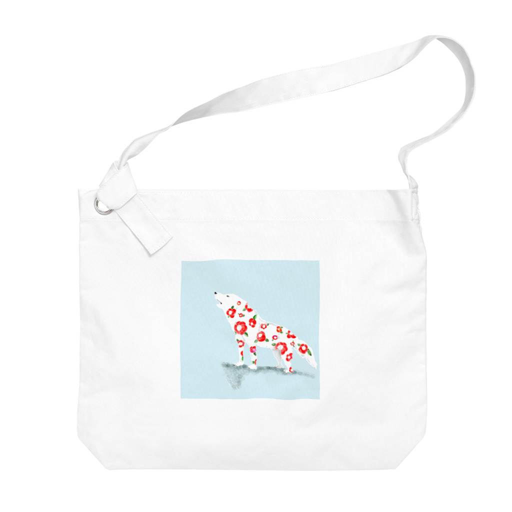 文様動物園 Pattern Zoo Museum shopの椿 × ホッキョクオオカミ Big Shoulder Bag