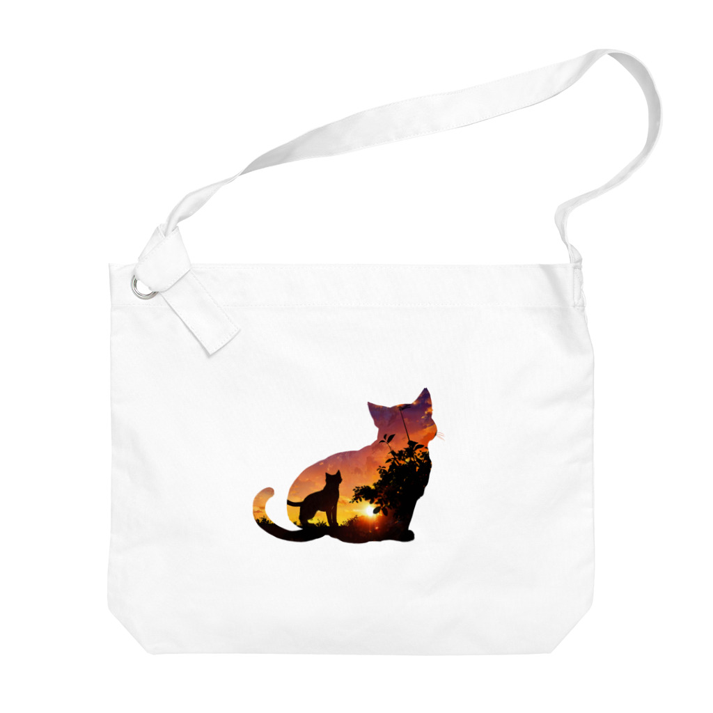 猫との風景の夕焼けと猫と猫002 Big Shoulder Bag