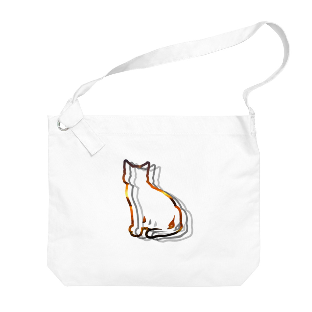 猫との風景のおすわり枠ねこ_赤 Big Shoulder Bag