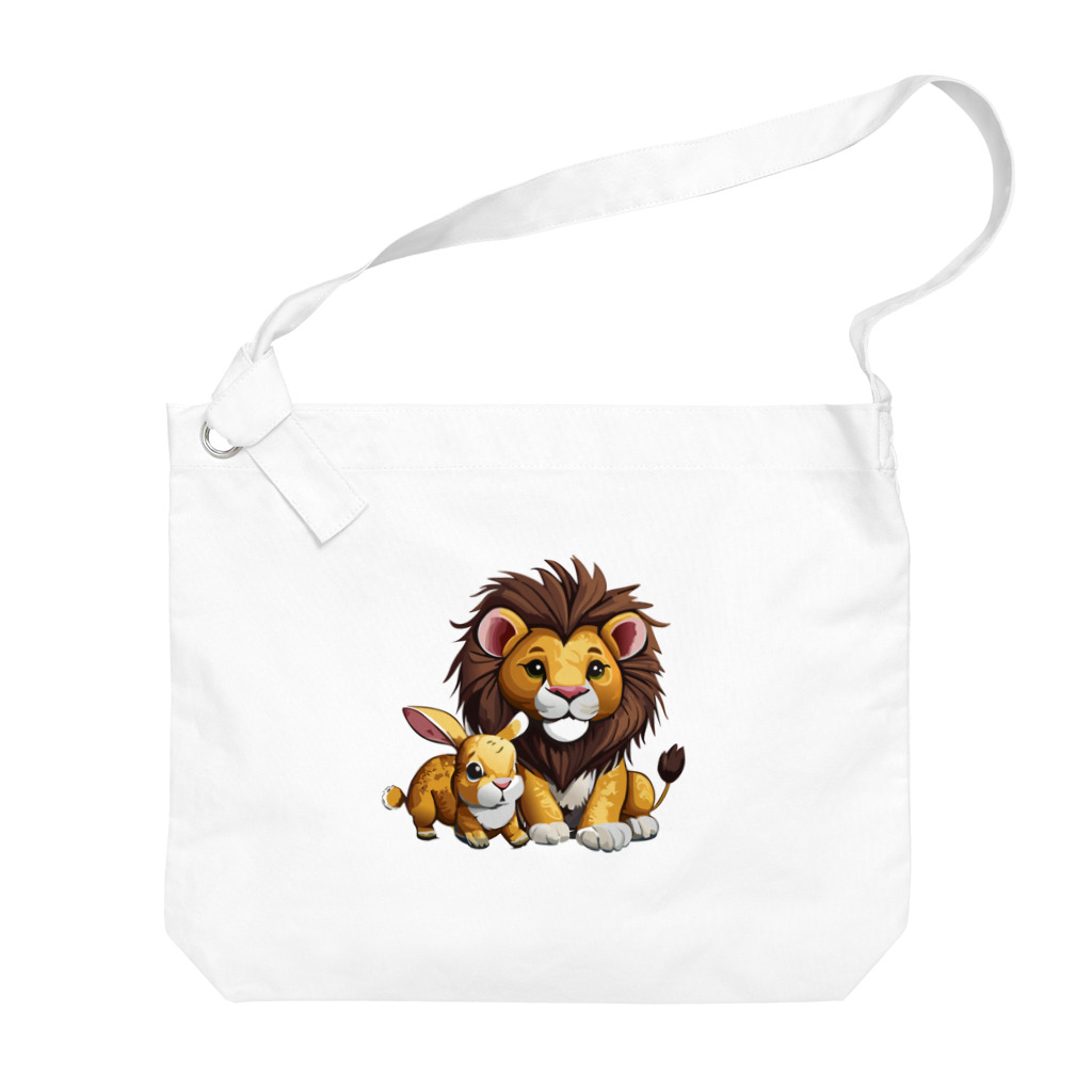 HENTEKO-SHOPのライオンとウサギ Big Shoulder Bag