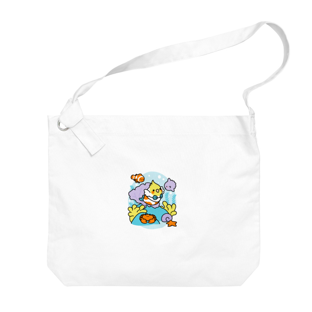 Cody the LovebirdのChubby Bird サンゴ礁を守ろう！　オカメインコと海のお友達 Big Shoulder Bag