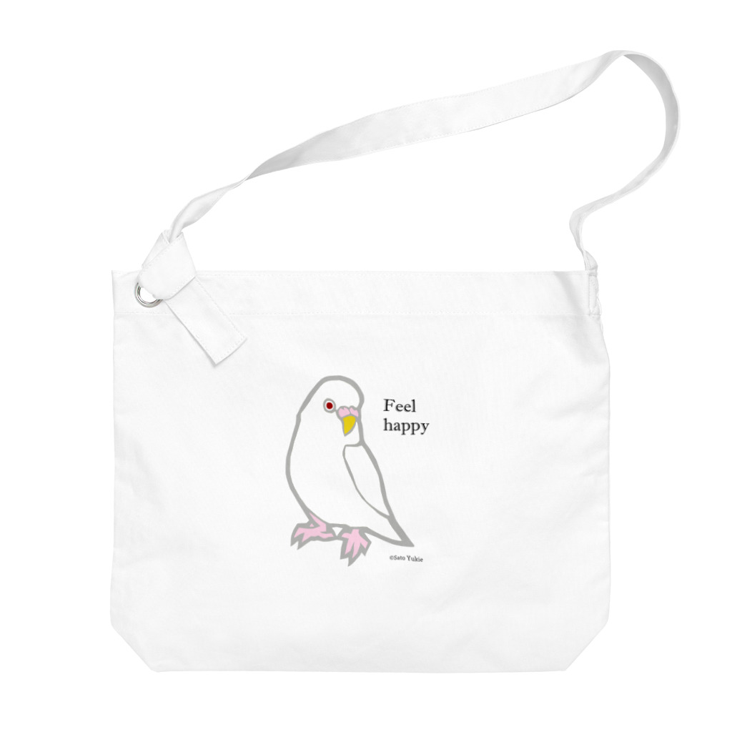 サトウユキエのハッピーインコ・セキセイアルビノ Big Shoulder Bag