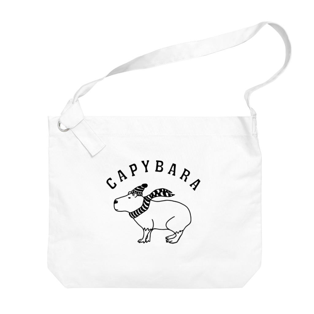 Aliviostaのカピバラ 動物イラスト アーチロゴ Big Shoulder Bag