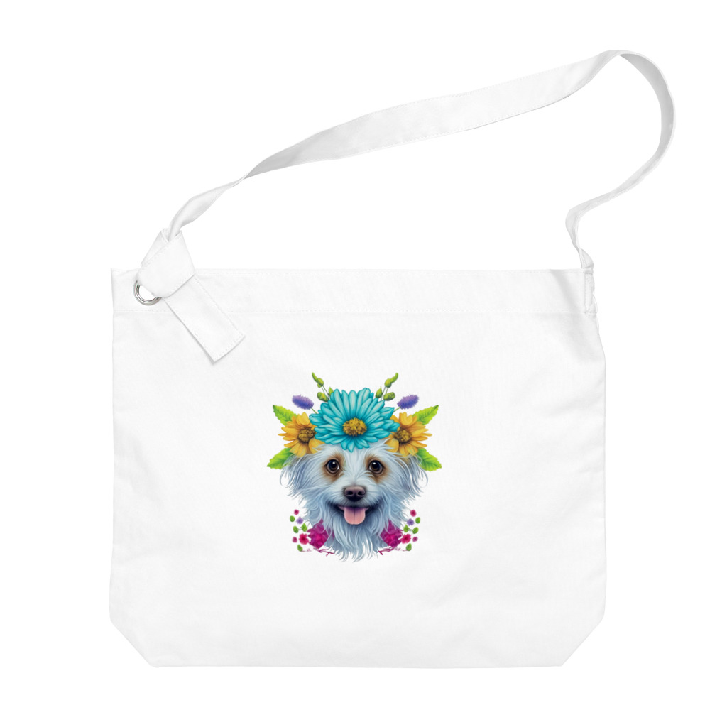 znbmsrrの花柄のポメラニアン犬と子犬。 女の子と男の子への美しい贈り物。 Big Shoulder Bag