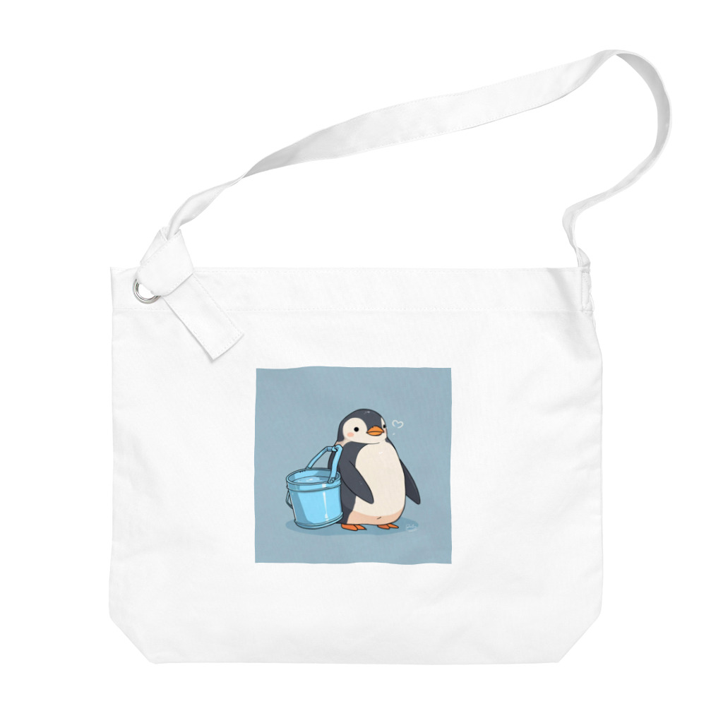 ganeshaのかわいいペンギンとおもちゃのバケツ Big Shoulder Bag
