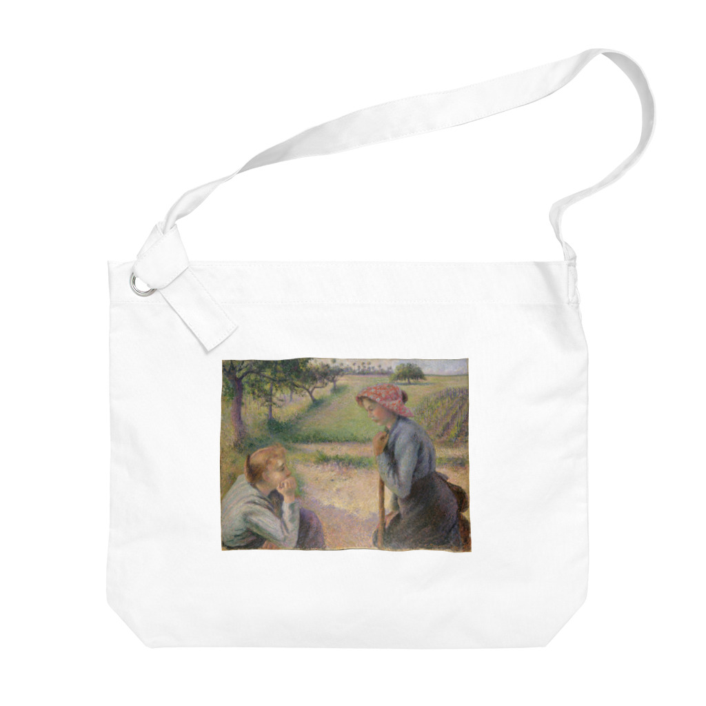 世界美術商店の2人の若い農夫 / Two Young Peasant Women ビッグショルダーバッグ