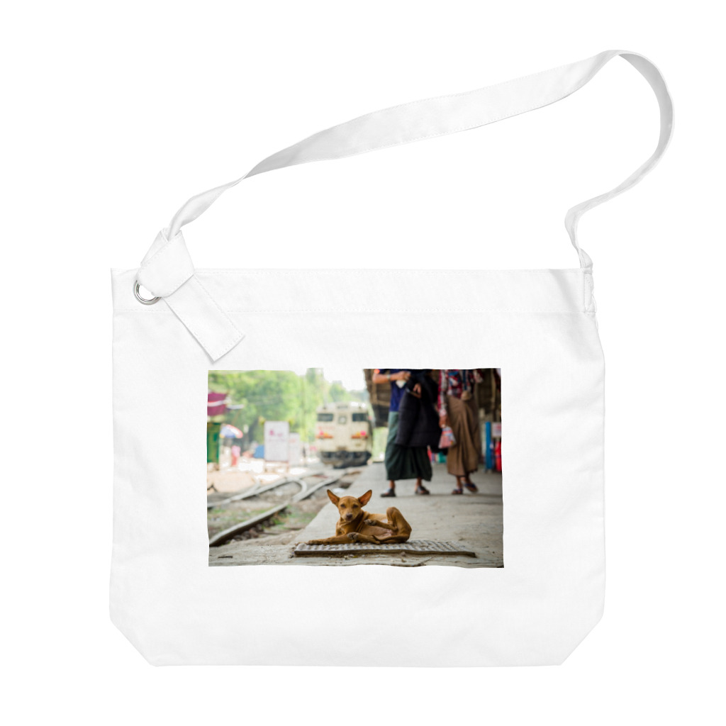 Second_Life_of_Railwaysのマンダレー駅に住む子犬とキハ40系 Big Shoulder Bag