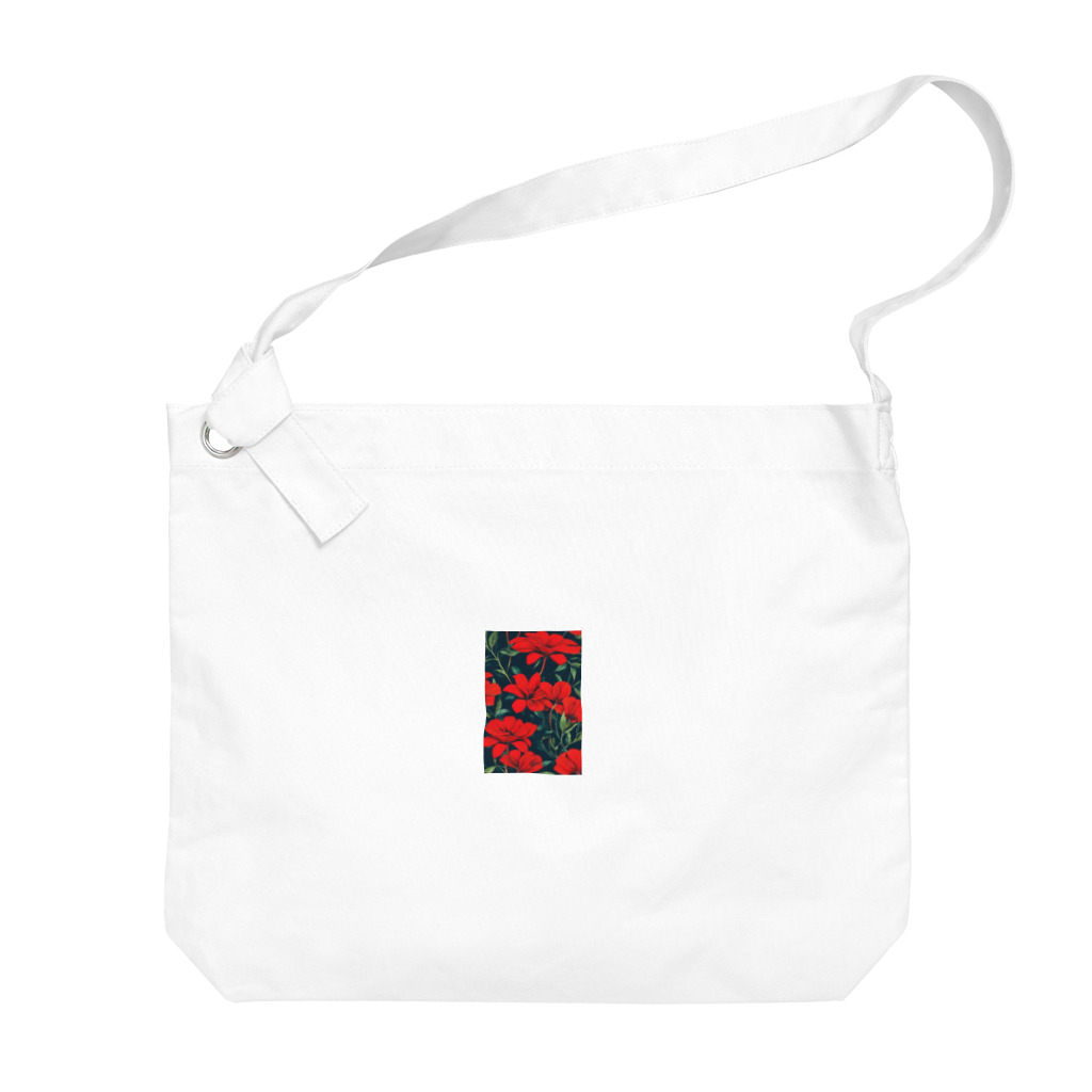 モノクロの赤花 Big Shoulder Bag