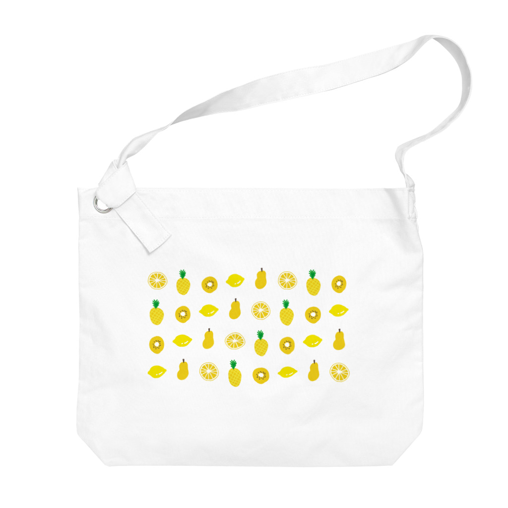 カッコーのお店の黄色いフルーツのパターン Big Shoulder Bag