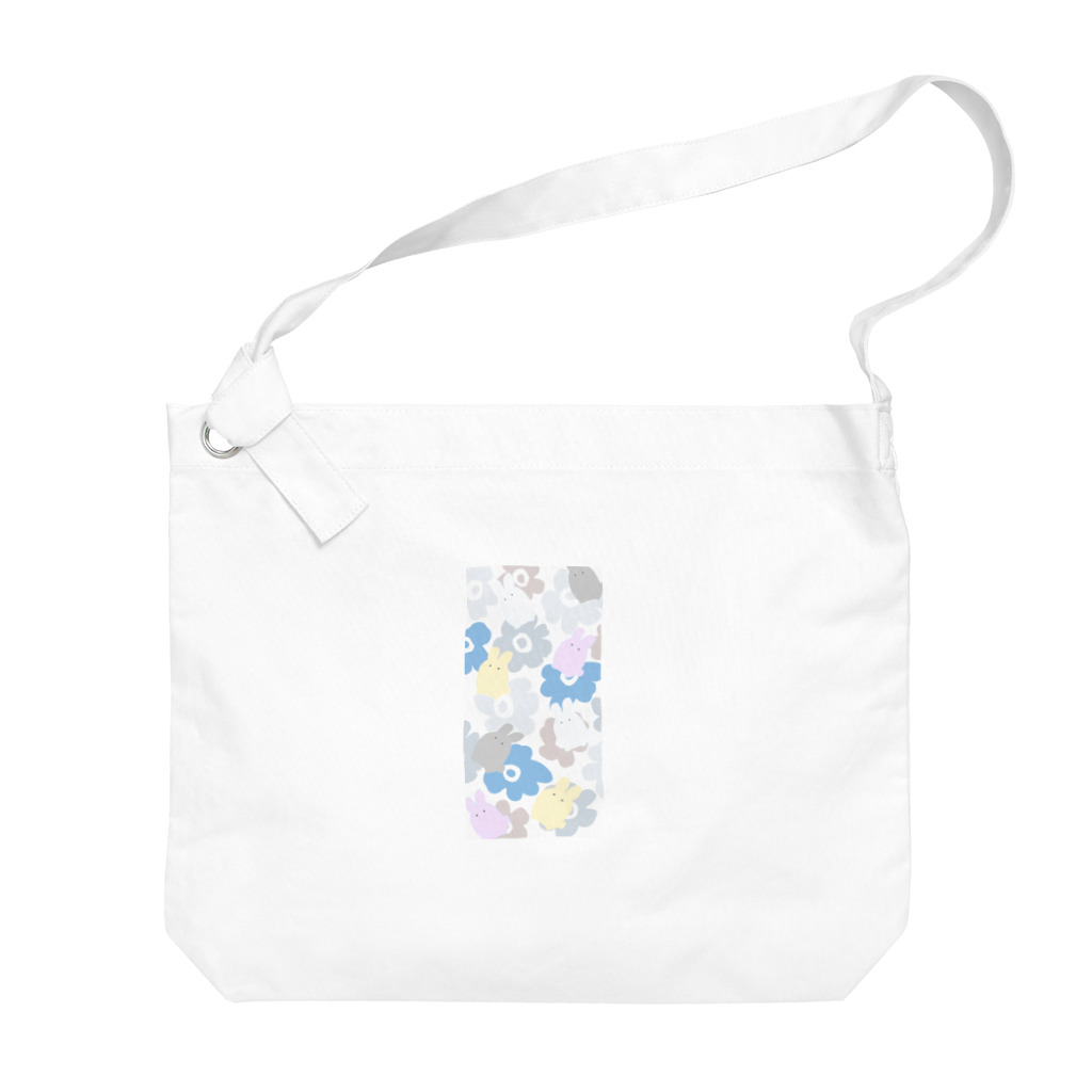 なでしこ@デザインの花柄×ウサギ Big Shoulder Bag