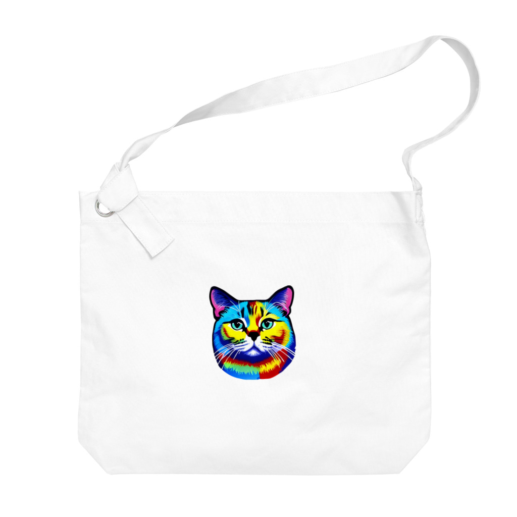 ソヒのショップの虹色猫 Big Shoulder Bag